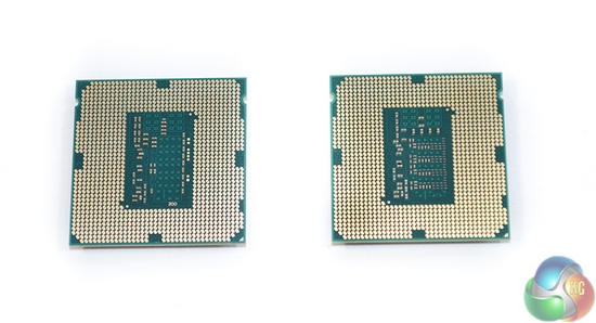4770K (left) and 4790K (right): Note the additional power-delivery capacitors for Devil's Canyon